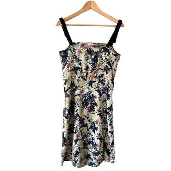 DIANE VON FURSTENBERG Floral Silk Sleeveless Mini Dress Velvet Bow Straps Size 6 - Picture 9 of 13